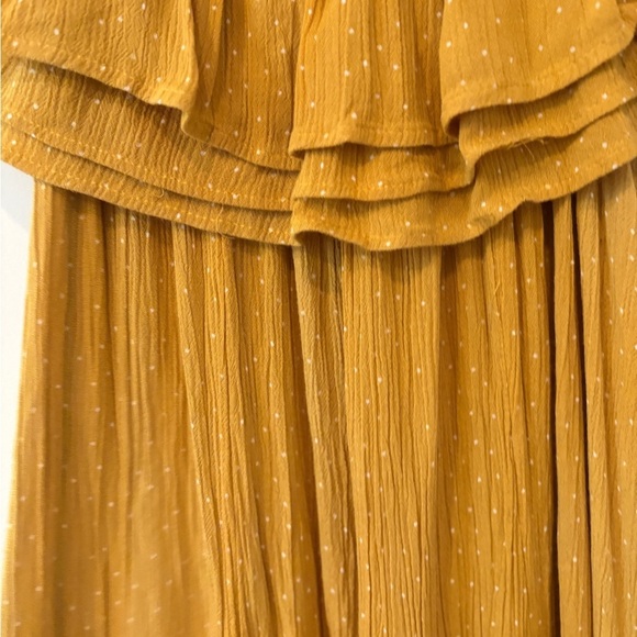 Nuon by Westside Mustard Dotted Off-Shoulder Dibella Gypsy Dress Size M - Picture 12 of 15